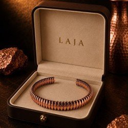 LAJA-1104 Mühür El Yapımı Geometrik Dokulu Saf Bakır Kelepçe Bileklik laja-1104-muhur-geometrik-baklava-kesim-saf-bakir-kelepce-bileklik
