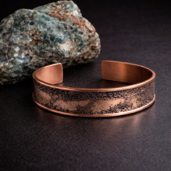 LAJA-1257 doğal bakır bileklik, el yapımı saf bakır bilezik, dokulu yüzeyli özel üretim erkek bakır bileklik