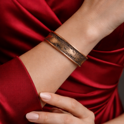 LAJA-1257 doğal bakır bileklik, el yapımı saf bakır bilezik, dokulu yüzeyli özel üretim erkek bakır bileklik