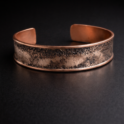 LAJA-1257 doğal bakır bileklik, el yapımı saf bakır bilezik, dokulu yüzeyli özel üretim erkek bakır bileklik