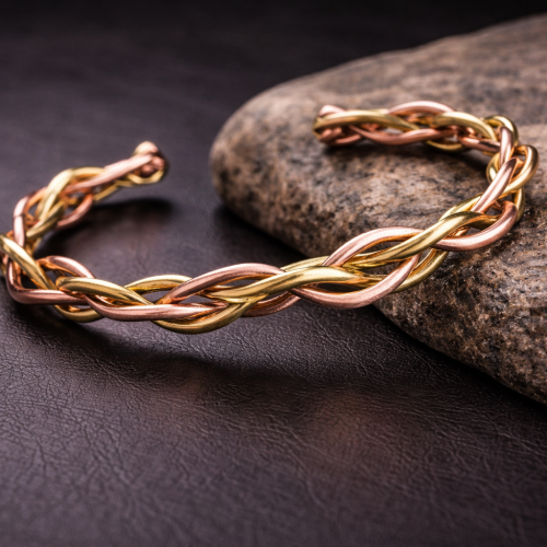 LAJA 1261 El Yapımı Bakır & Bronz Burgu Zincir Bileklik | Ayarlanabilir Açık Form