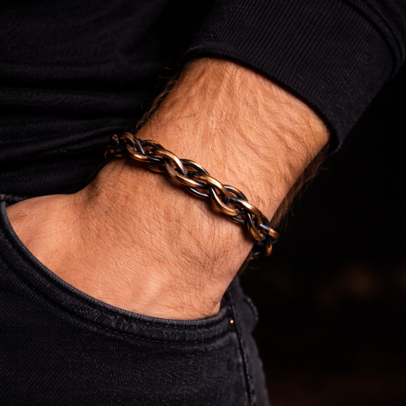 LAJA-1251 Handmade Copper Chain Bracelet – 1250 Series El örmesi zincir formda ayarlanabilir bakır bileklik – LAJA-1251