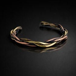 Bakır ve bronz el örmesi ayarlanabilir açık bileklik – LAJA