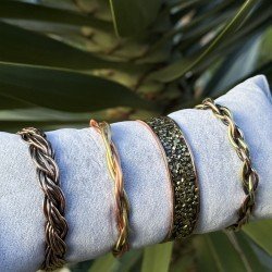 LAJA 1250 Serisi el yapımı örme, burgu ve bakır tozlu özel tasarım mat bakır bileklik modelleri