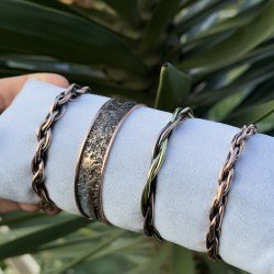 LAJA 1250 Series El İşçiliği 4’lü Bakır Bileklik Seti – Örme, Burgu ve Özel Tasarım Kombin