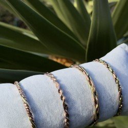 LAJA 1250 Serisi el yapımı bakır ve pirinç örme teknikli 4’lü ayarlanabilir açık bileklik seti