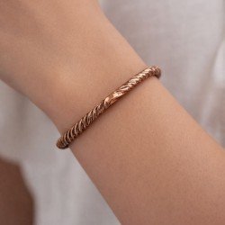 Handmade twisted solid copper open cuff bracelet with natural surface and classic design