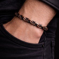 Handcrafted braided copper cuff bracelet LAJA-1265 with adjustable open design