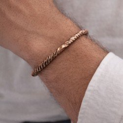Handmade twisted solid copper open cuff bracelet with natural surface and classic design