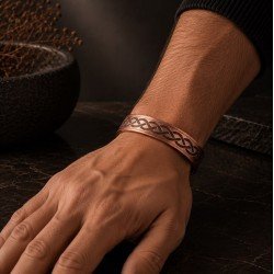 LAJA-1566 Saf Bakır Bileklik – Örgü Geçme (Kelt Düğümü) LAJA-1566 Örgü Geçme (Kelt Düğümü) Desenli Saf Bakır Bileklik