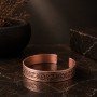 LAJA-1569 | Arabesk Kıvrım (Rumi) Motifli Saf Bakır Kelepçe Bileklik (Unisex)