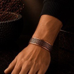 LAJA-1580 üçlü düğüm triquetra desenli saf bakır kelepçe bileklik ürün fotoğrafı
