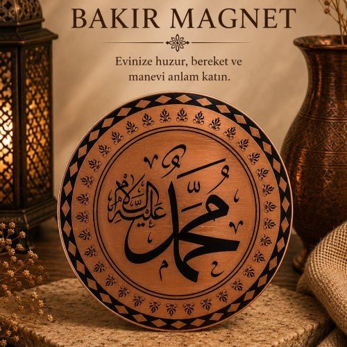 LAJA-MG-6 Hazreti Muhammed (S.A.V.) Lafızlı El İşçiliği Saf Bakır Buzdolabı Magneti (6x6 cm) LAJA-MG-6 Hazreti Muhammed (S.A.V.) Lafızlı El İşçiliği Saf Bakır Buzdolabı Magneti (6x6 cm)