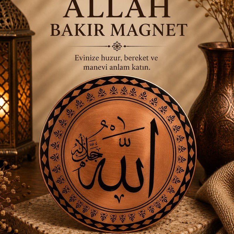 LAJA Selçuklu Motifli El Yapımı Saf Bakır Allah Magneti selcuklu-motifli-saf-bakir-allah-lafizli-buzdolabi-magneti