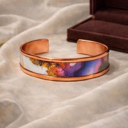 LAJA-2520 Aurora Flow el yapımı renkli yüzeyli özel tasarım bakır bileklik
