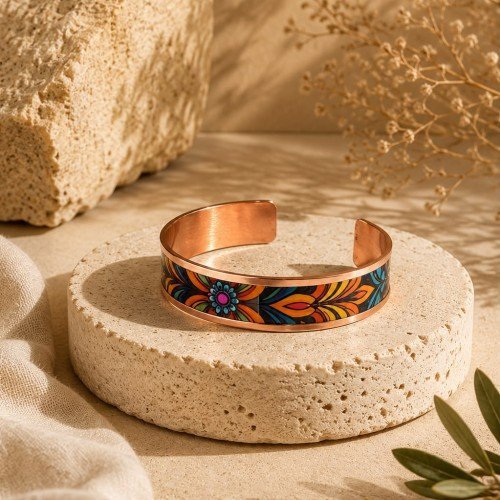 LAJA 2526 BOHO BURST – Bohem Desenli Bakır Bileklik | Boho Copper Bracelet