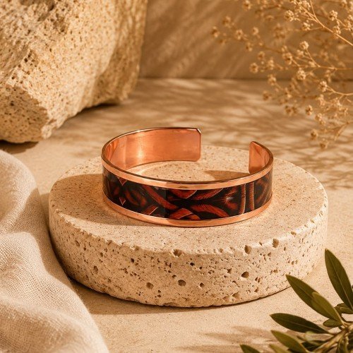 LAJA 2530 TIGER VEIN – Kehribar Damar Desenli Bakır Bileklik | Vein Pattern Copper Bracelet