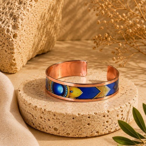 LAJA 2533 ICON DISC – Madalyon Odaklı Bakır Bileklik | Copper Cuff Bracelet