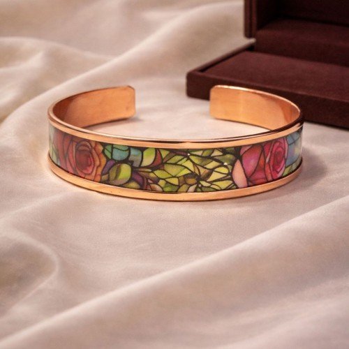 LAJA  2513 VITRA – Renkli Yüzey Tasarımlı El Yapımı Bakır Bileklik