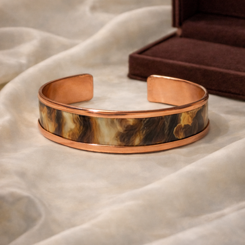 LAJA 2516 Vitra Ember | Özel Tasarım Bakır Bileklik, Natural Pattern Copper Bracelet – Handmade by LAJA