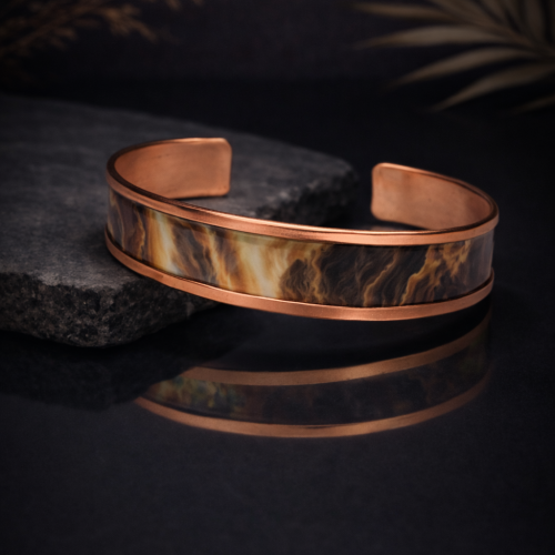 LAJA 2516 Vitra Ember | Özel Tasarım Bakır Bileklik, Natural Pattern Copper Bracelet – Handmade by LAJA
