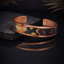 LAJA-2522 Solar Drift el yapımı sıcak tonlu sanatsal bakır bileklik modeli