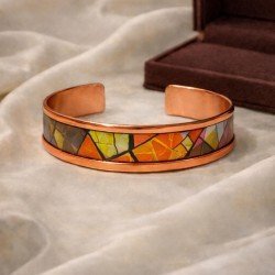 LAJA-2523 Prism Ember el yapımı geometrik desenli sanatsal bakır bileklik modeli