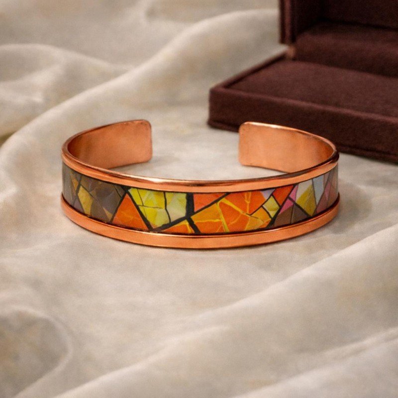 LAJA-2523 Prism Ember el yapımı geometrik desenli sanatsal bakır bileklik modeli