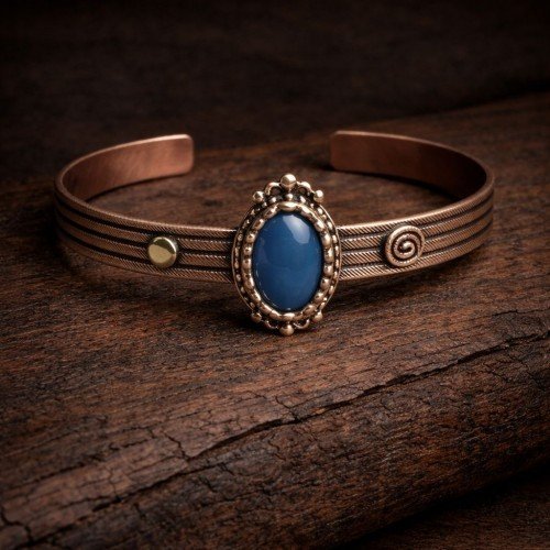 LAJA-4000S3 El İşçiliği Doğal Taşlı Bakır Bileklik