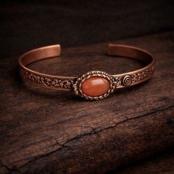 Doğal taş detaylı, bakır gövdeli el yapımı LAJA-4000S1 bileklik modeli