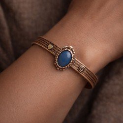 Doğal taş detayına sahip, bakır gövdeli el işçiliği LAJA-4000S3 bileklik