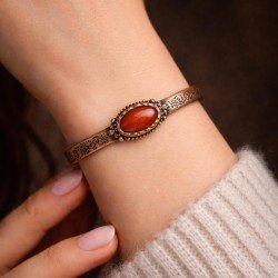 Doğal taş detaylı, bakır gövdeli el yapımı LAJA-4000S1 bileklik modeli