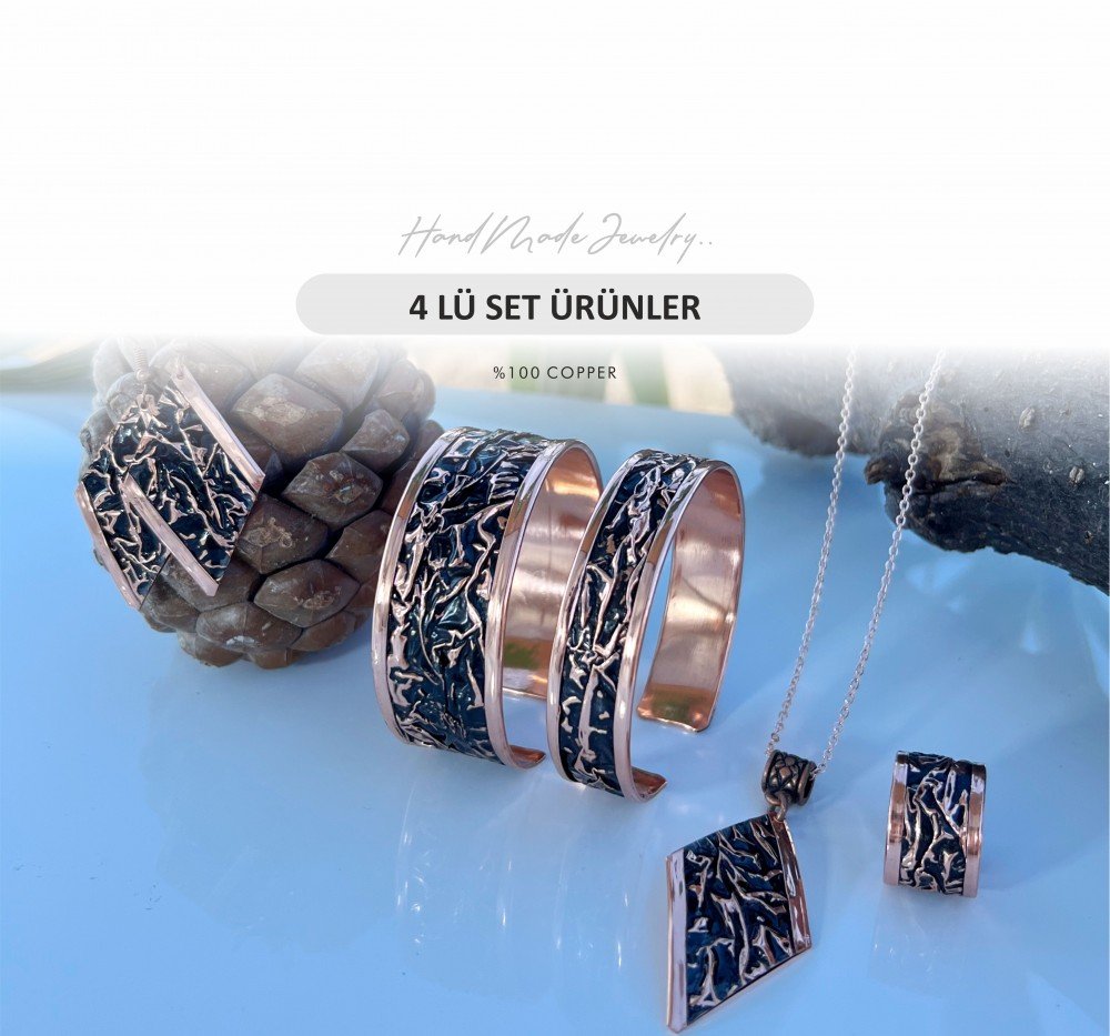Bakır bileklik, bakır yüzük, bakır kolye, bakır küpe  