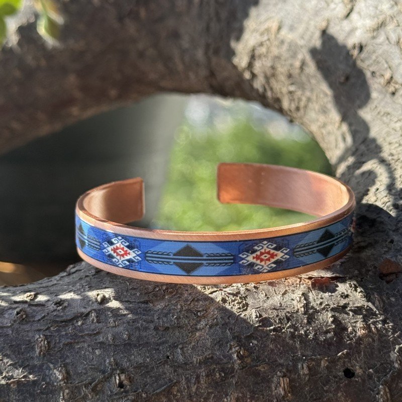 LAJA-1711 El Yapımı Özel Desenli Bakır Bileklik 