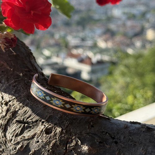 LAJA-1712 – Özel Desenli Bakır Bileklik | El Yapımı, UV Baskı