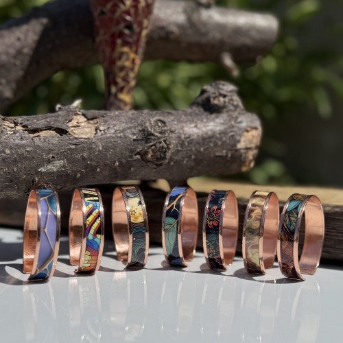 LAJA-2500 Serisi | 1,2 cm genişliğinde El Yapımı Zemine UV Baskılı Bakır Bileklikler” (30 Model Toplam Seçebilirsiniz)