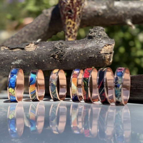 LAJA-2500 Serisi | 1,2 cm genişliğinde El Yapımı Zemine UV Baskılı Bakır Bileklikler” (30 Model Toplam Seçebilirsiniz)