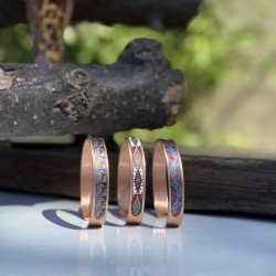 LAJA 1700 Serisi 2’li Bakır Bileklik Seti Etnik Desenli UV Baskılı El Yapımı Bakır Takı