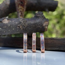 LAJA 1700 Serisi 2’li Bakır Bileklik Seti Etnik Desenli UV Baskılı El Yapımı Bakır Takı