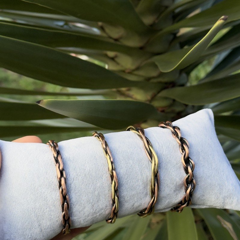 LAJA 1250 Serisi mat dokulu UV baskılı bakır bileklik dörtlü set