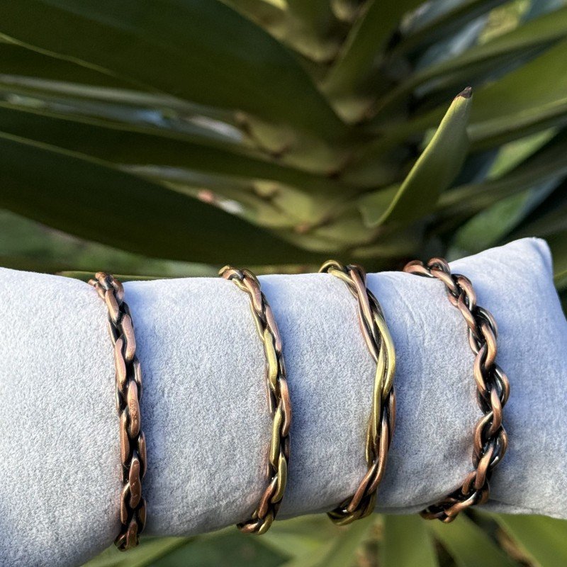 LAJA 1250 Serisi mat dokulu UV baskılı bakır bileklik dörtlü set