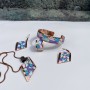 LAJA-3026 Bakır Mineli 4'lü Set Küpe, Yüzük, Kolye, Bileklik