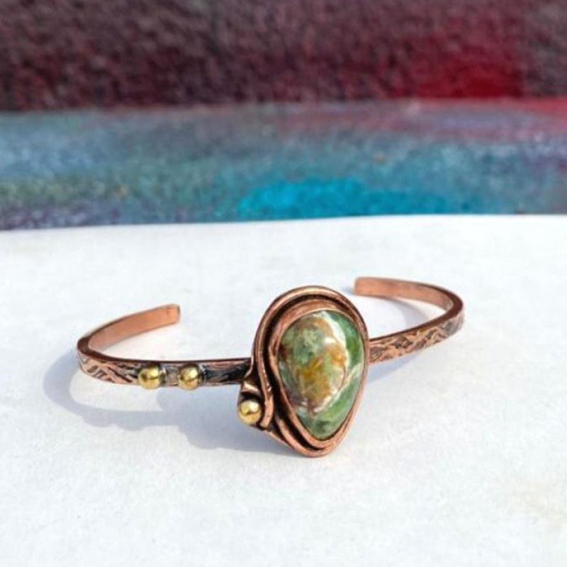 LAJA-4010 Doğaltaş Aventurin Bakır Bileklik LAJA-4010 Doğaltaş Aventurin Bakır Bileklik