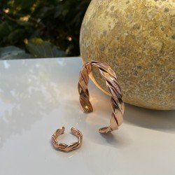LAJA-1010 Bakır Bileklik - Yüzük  El Yapımı Elegan 2'li Takı Seti LAJA-1010 Bakır Bileklik - Yüzük  El Yapımı Elegan 2'li Takı Seti