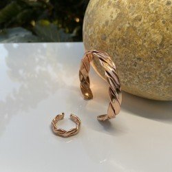 LAJA-1010 Bakır Bileklik - Yüzük  El Yapımı Elegan 2'li Takı Seti LAJA-1010 Bakır Bileklik - Yüzük  El Yapımı Elegan 2'li Takı Seti