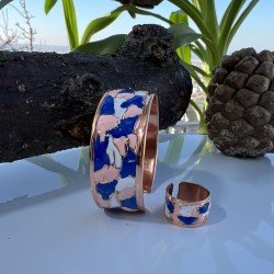 LAJA-3028 – El Yapımı Mine İşlemeli 4’lü Bakır Takı Seti